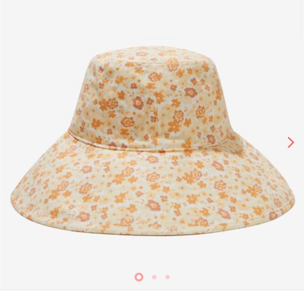 LACK OF COLOR holiday bucket hat cotton floral peach bloom 58 cm UPF 50 NEW TAGS - Picture 11 of 16